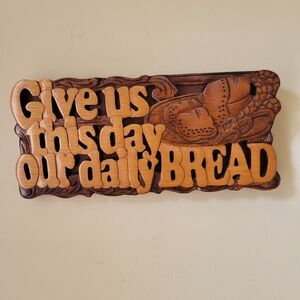 Wooden Daily Bread Mahogany Wall Art ~ Religious ~ Handmade ~ Thanksgiving Art